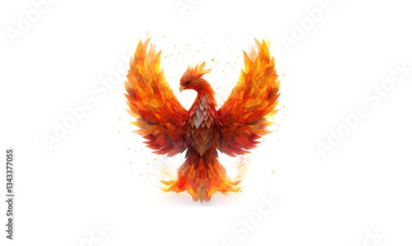 Obraz Phoenix low poly mythical bird background with abstract polygonal digital design