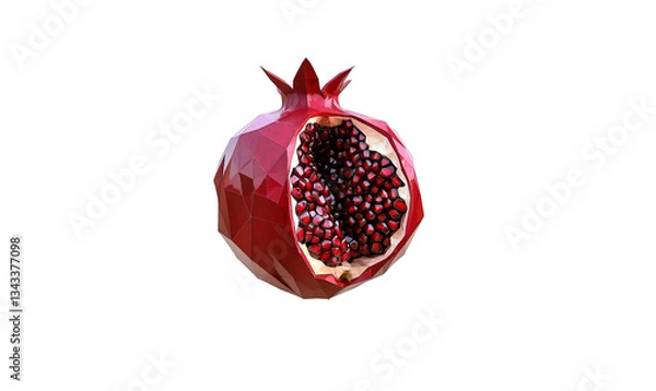 Obraz Pomegranate low poly fruit background with abstract polygonal digital design