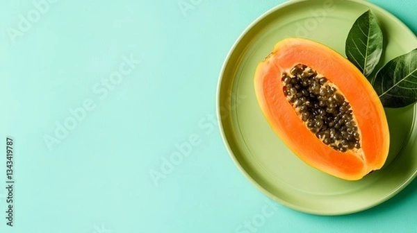 Fototapeta Space Papaya Green Overview Right Plate Empty Text