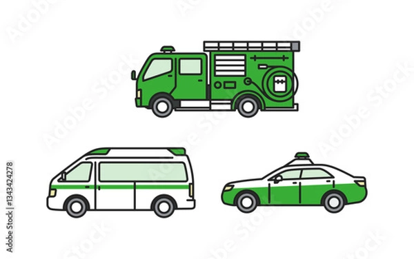 Fototapeta 救急・乗り物セット