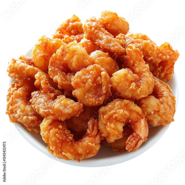 Fototapeta Crispy Fried Shrimp Isolated on White Background Perfect for Menu and Advertising, on the transparent Background. PNG Format