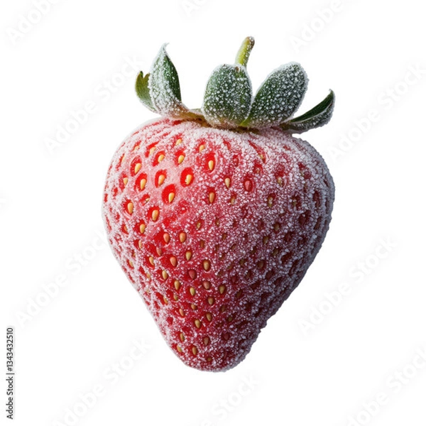 Fototapeta Delicious Frozen Strawberries on White Background for Culinary Use, on the transparent Background. PNG Format