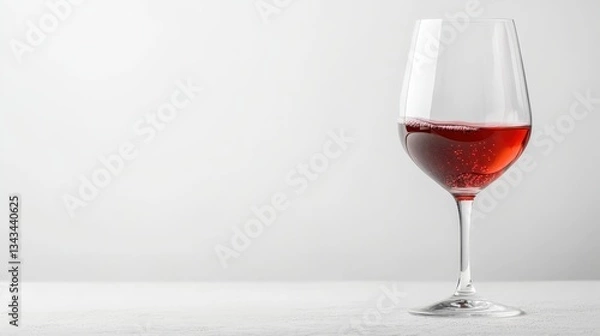 Fototapeta A stunning close-up of a glass filled with red sparkling wine, showcasing soft bubbles and reflections against a minimalistic background, perfect for beverage-themed visuals.
