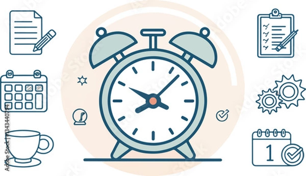 Fototapeta Clock icon design, Alarm Clock logo and icon design, Alarm Clock Illustration vector design