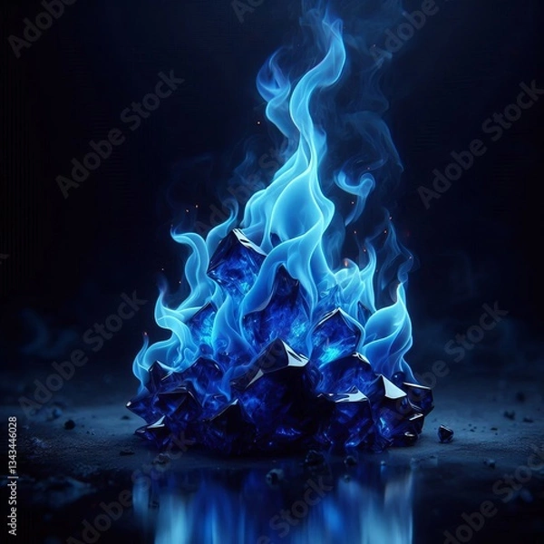 Fototapeta A flame of rare cobalt blue that burns with surprising intensity
