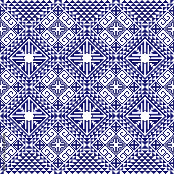 Obraz Geometric ethnic  Navajo Native American pattern. Abstract ethnic geometric pattern design for fabric, clothing, embroidery and background. Vector seamless ethnic Zuni Navajo Native American design 