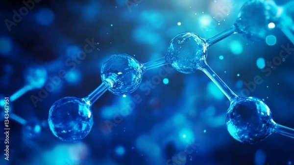 Fototapeta Vibrant Blue Neon Background with Taurine Molecular Structure