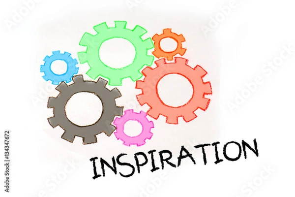 Fototapeta Gears and INSPIRATION mechanism