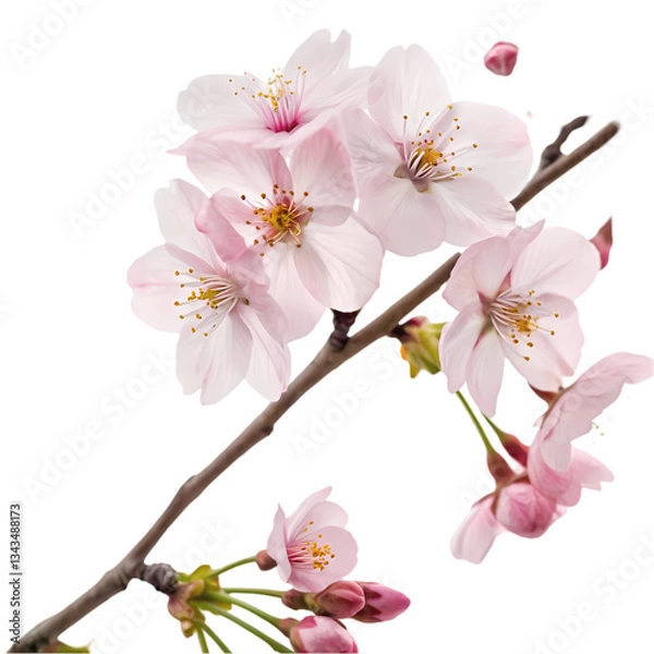 Obraz Pink Cherry Blossom Branch: Spring Bloom