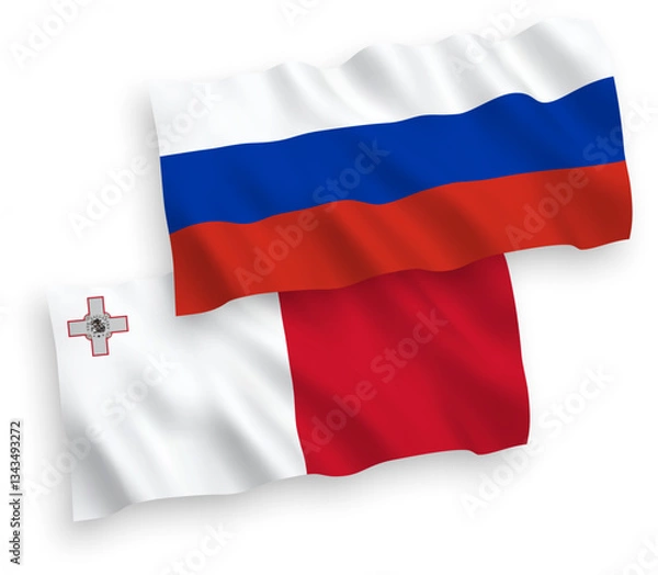 Fototapeta Flags of Malta and Russia on a white background