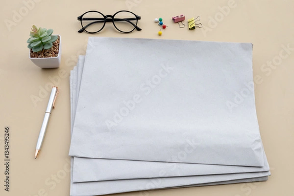Fototapeta Blank Newspaper on Table for News Mockup