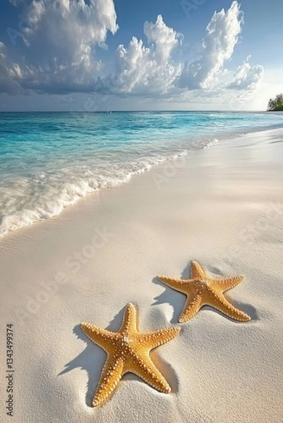 Fototapeta Starfish on the beach in the sea. selective focus. Generative AI,