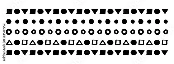 Fototapeta border line, stripe line doodle cute, divider art line horizontal for decorative frame, scribble border line, linear graphic