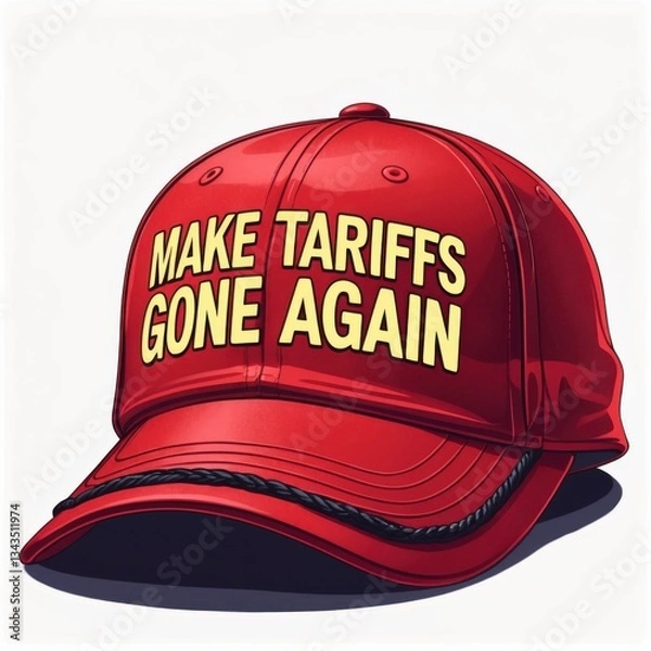 Obraz Red Cap with Anti-Tariff Message