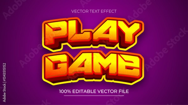 Fototapeta Play Game editable text effects with a red and yellow gradient