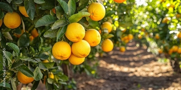 Fototapeta Ripening Fruit in Citrus Orchard
