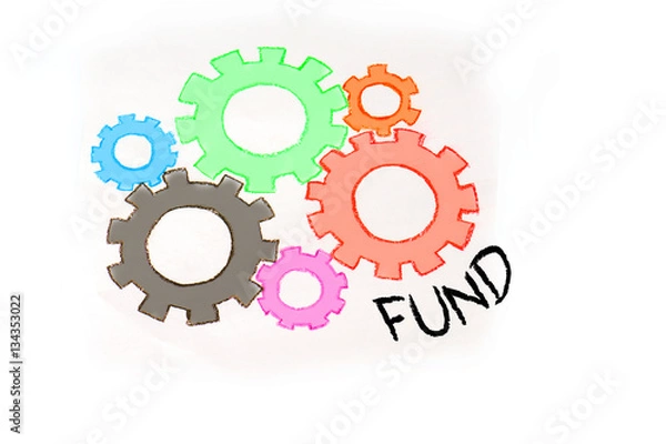Fototapeta Gears and crowdfunding mechanism