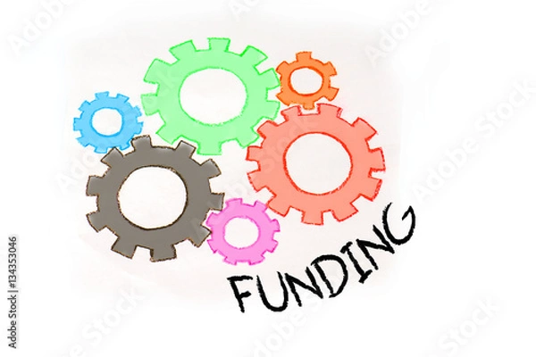 Fototapeta Gears and crowdfunding mechanism