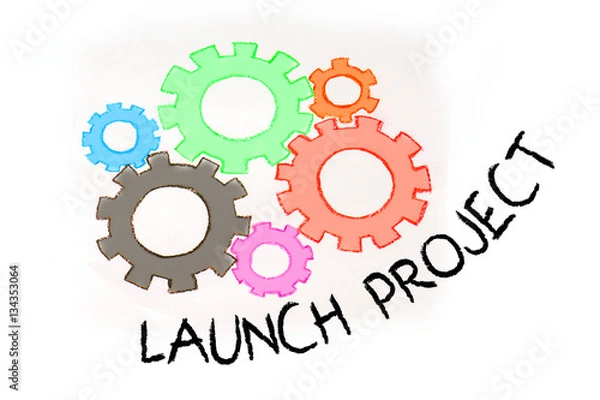 Fototapeta Gears and crowdfunding mechanism