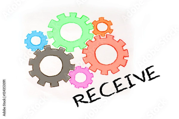 Fototapeta Gears and crowdfunding mechanism