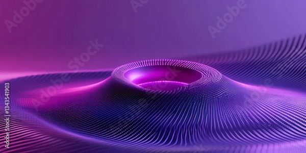Fototapeta A high-tech 3D background showcasing a floating data core, pulsating with synchronized energy waves. The sleek digital interface surrounding it highlights themes of AI, information processing, and