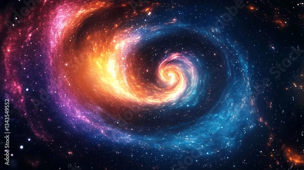 Fototapeta Cosmic Galaxy with Red and Blue Swirling Vortex