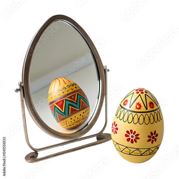 Fototapeta Painted Easter Egg Reflection: Mirror Image