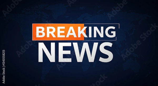 Fototapeta Breaking News Text Over Global Map Illustration