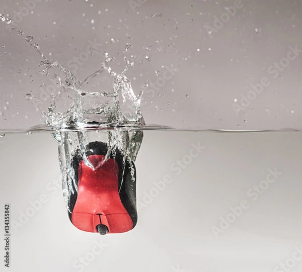Fototapeta Computer mouse dropped in water