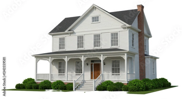 Fototapeta Isolated Home With Garden