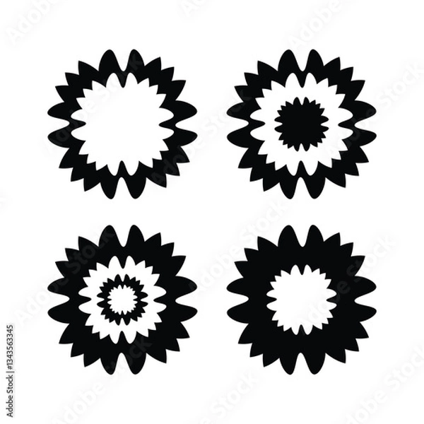 Fototapeta Beautiful flower icon set 