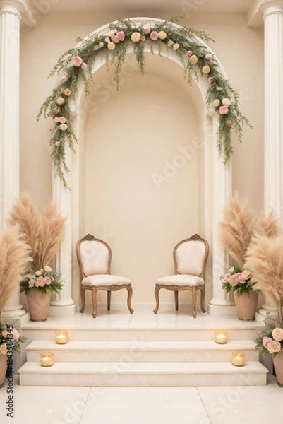 Obraz Romantic Wedding Aisle with Floral Arch