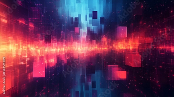 Fototapeta Tech abstract model with Digital Glitch background