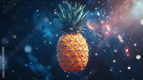 Obraz Glowing Pineapple in the Cosmic Background