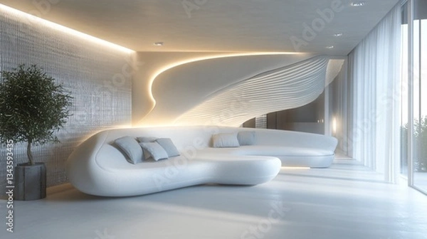 Obraz Streamlined Man Combining Walls and Ceiling - Modern Interior Design Concept