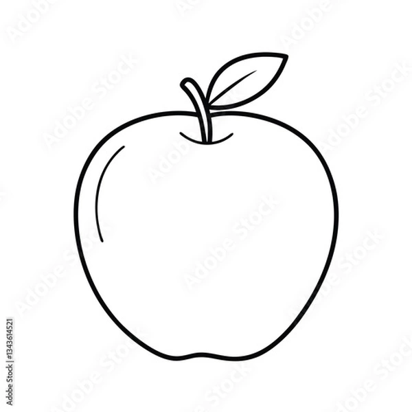 Fototapeta Simple Line Drawing of a Red Apple Fruit Illustration