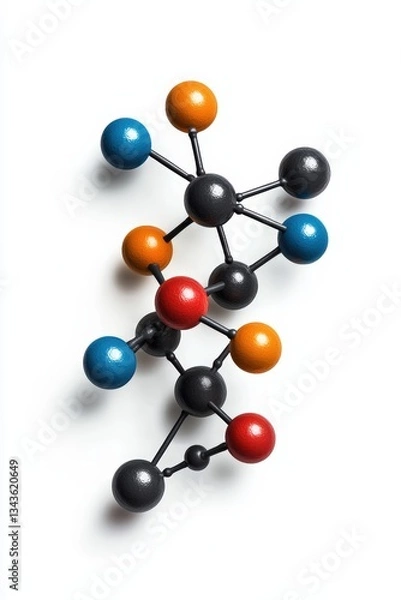 Fototapeta Colorful molecular model showcasing atomic structures for educational and scientific purposes.