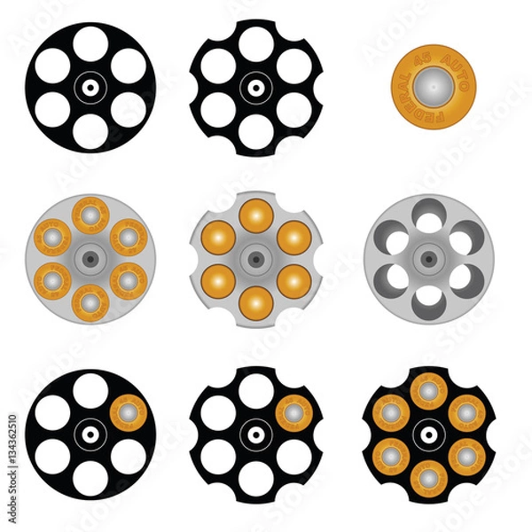 Fototapeta revolver cylinder vector illustration
