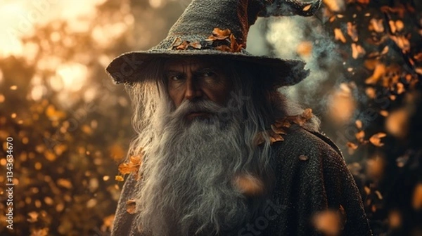 Obraz Enchanting Wizard in a Wild Fantasy Nature Setting