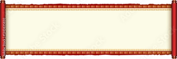 Obraz Ancient Chinese Traditional Scroll, Elegant Oriental Banner with Classic Patterns, suitable for various Oriental and Chinese-style designs, as well as festivals and celebrations.