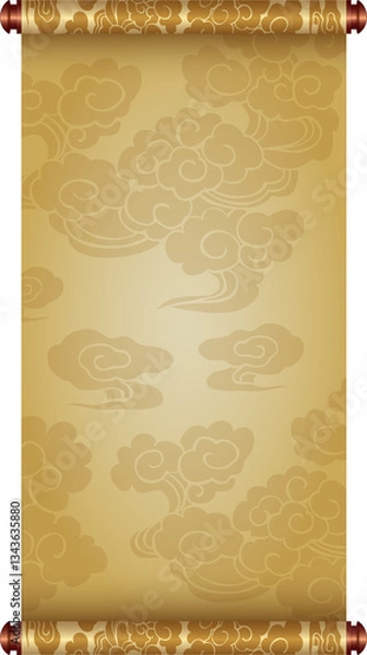 Obraz Ancient Chinese Traditional Scroll, Elegant Oriental Banner with Classic Patterns, suitable for various Oriental and Chinese-style designs, as well as festivals and celebrations.