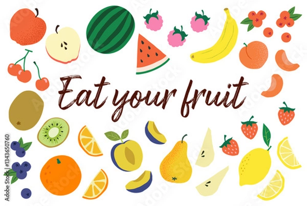 Obraz Fruit Elements illustrations - Colorful collection