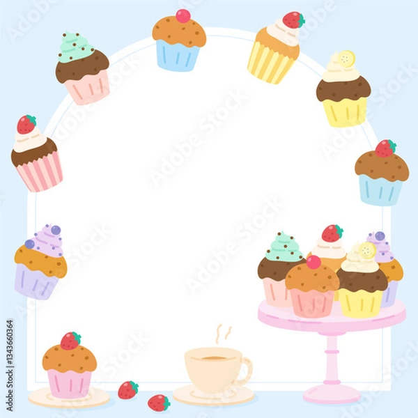 Obraz blue cupcake party frame 1