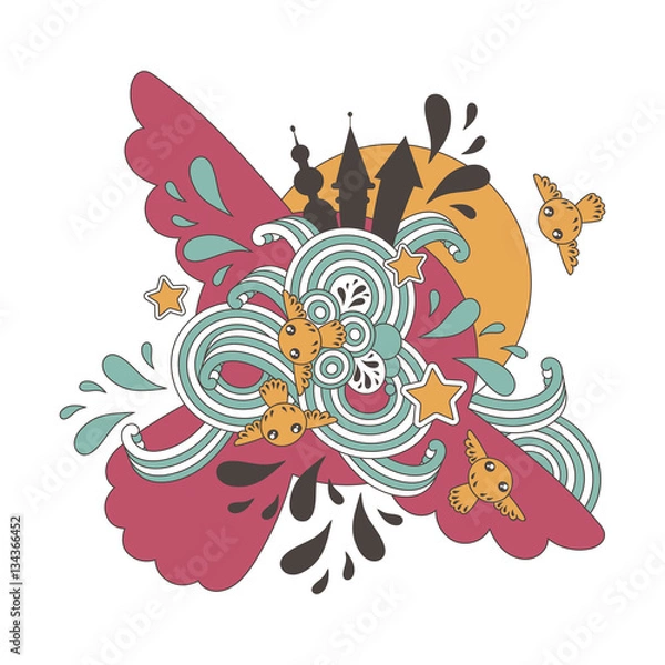 Fototapeta Abstract color owl drop tower vector illustration template