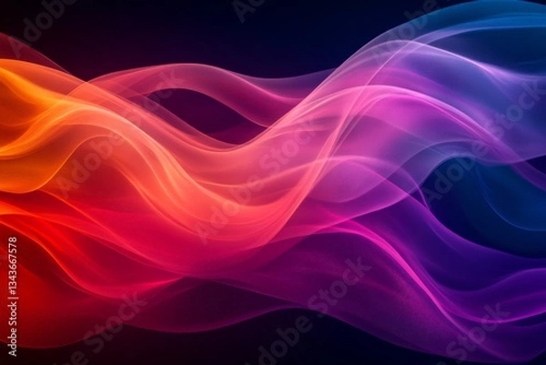 Fototapeta Colorful abstract waves flow across a dark background creating a dynamic visual experience for viewers