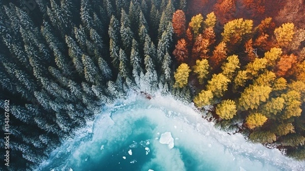 Fototapeta Vibrant Glacier Lake Amid Lush Evergreen Trees Nature Landscape