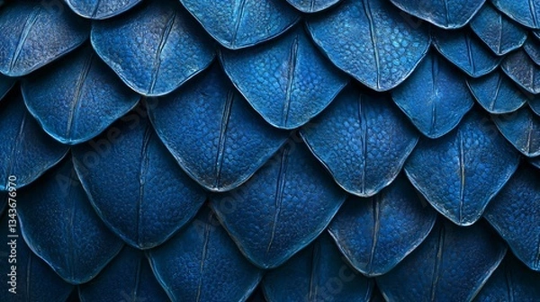 Fototapeta Detailed Blue Dragon Scale Pattern Close-up for Creative Design Projects