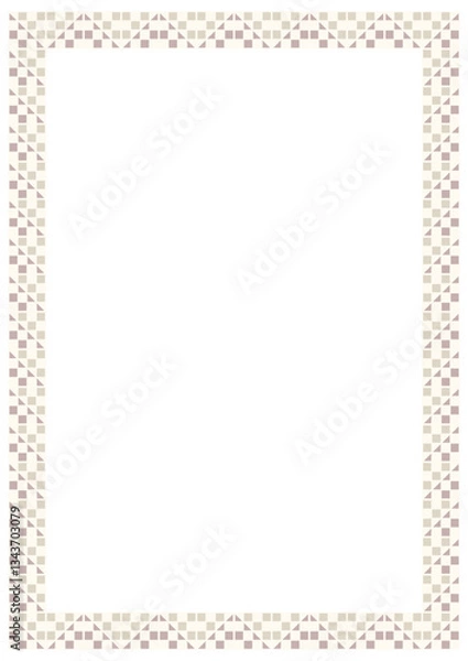 Fototapeta A4 frame with pattern of squares and triangles. Design element for prints, backgrounds, template, web pages and textile pattern.