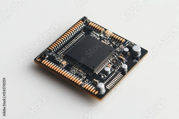 Obraz Detailed view of a modern microcontroller circuit board with intricate components and connections