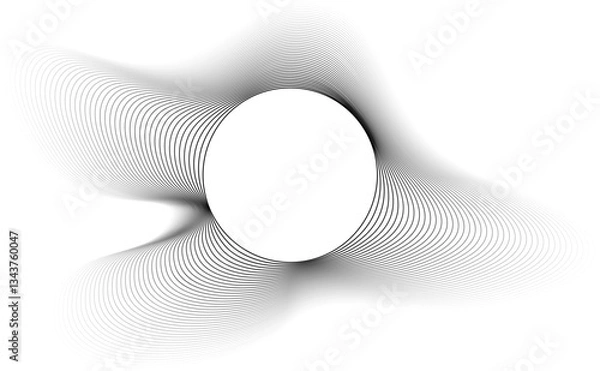 Obraz Circles lines wavy. Geometric technology round shape. Overlay transparent vector background